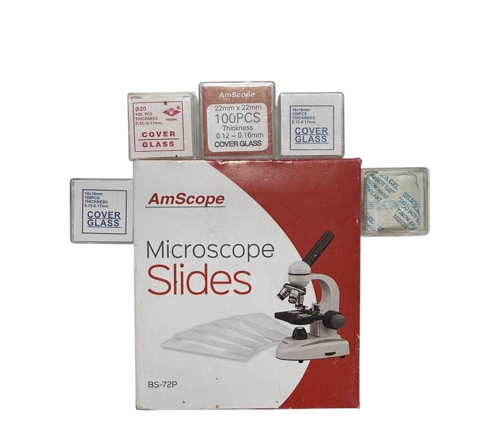 New AmScope 72pc Ground Edges Slides with 500 18mm Cover Slides